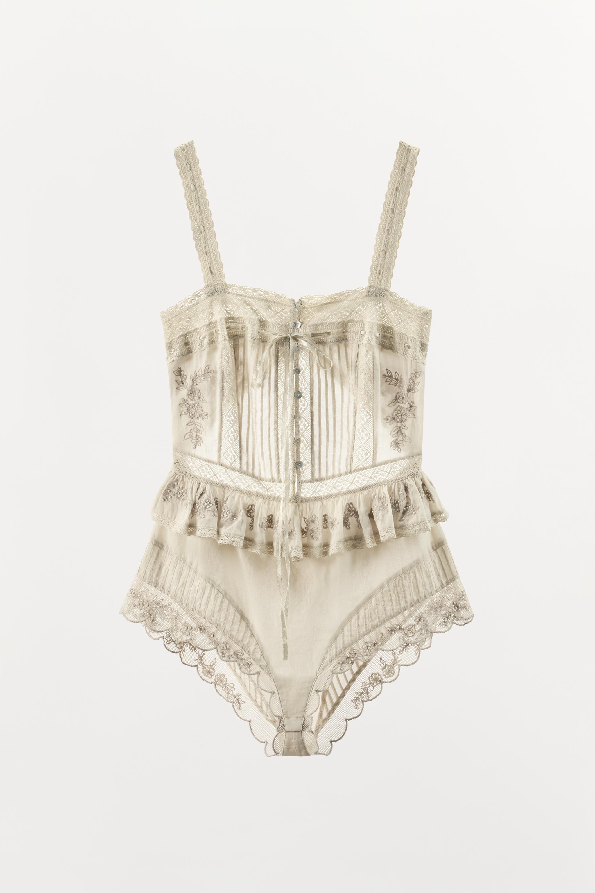 FLORAL EMBROIDERED BEADED BODYSUIT
